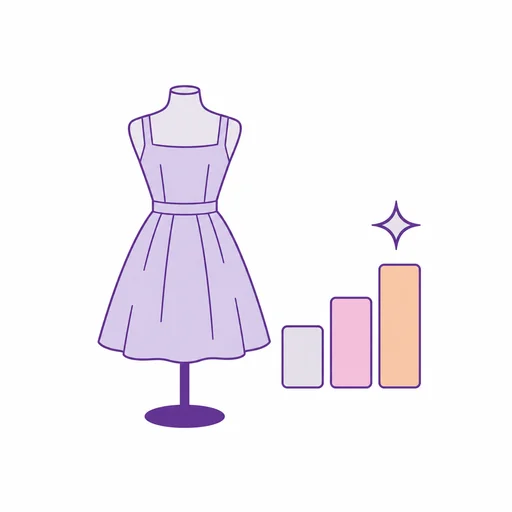 トルソーの服と上向きの棒グラフ